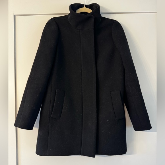 EUC J. Crew Factory Women's City Coat in black, gold zipper, size 4. - Picture 3 of 10